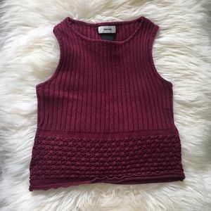 Vintage | burgundy knit crop top | XS